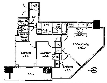 THE TOYOSU TOWER 9階 間取り図