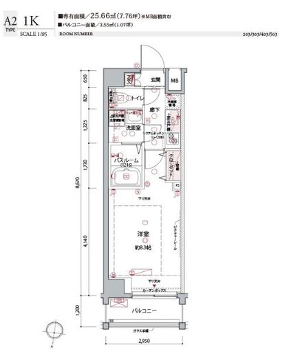 ラグディア麻布十番 303 間取り図