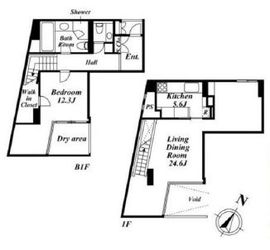 CUE西麻布 1F1 間取り図