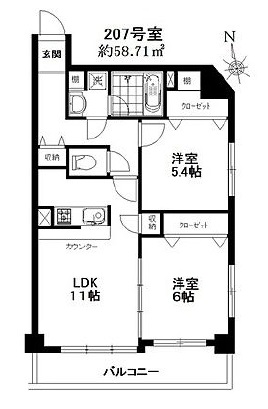 ボヌール都立大学弐番館 307 間取り図