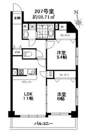 ボヌール都立大学弐番館 307 間取り図