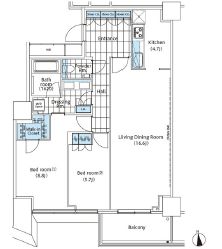 コンフォリア新宿イーストサイドタワー 1614 間取り図