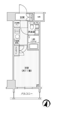 レジディア笹塚2 1307 間取り図