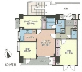 ダイアパレス麻布十番 6階 間取り図