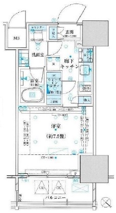 パークリュクス白金高輪 8階 間取り図