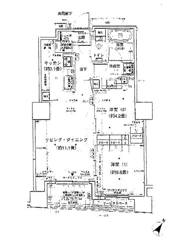 パークホームズ日本橋浜町二丁目ローレルアイ 7階 間取り図