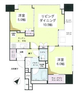 シティハウス月島駅前ベイブリーズコート 3階 間取り図
