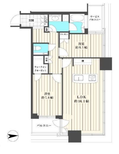 クレストプライムタワー芝 6階 間取り図