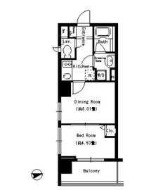 パークキューブ上野 1004 間取り図