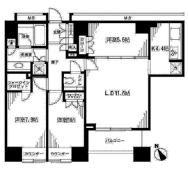 目白プレイスタワー 9階 間取り図