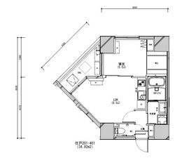 モアリッシェル東新宿 401 間取り図