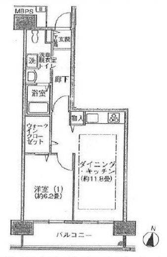 シティコート目黒 1-202 間取り図