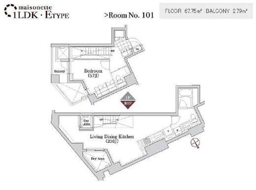 アパートメンツ元麻布内田坂 101 間取り図