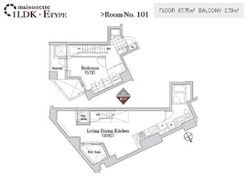 アパートメンツ元麻布内田坂 101 間取り図