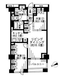 イニシアイオ新宿夏目坂 2階 間取り図