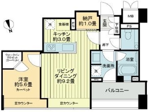 広尾センターハイツ 9階 間取り図