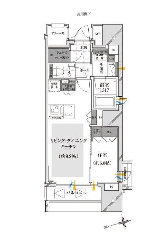 シティハウス湯島ステーションコート 9階 間取り図