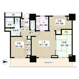 ウエルタワー深川 15階 間取り図