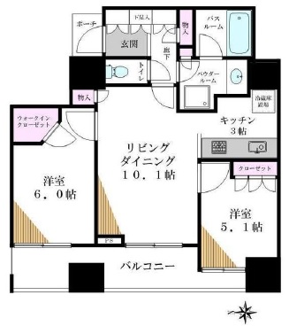 ワールドシティタワーズ アクアタワー 9階 間取り図