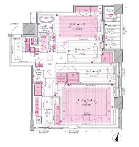 ブランズ ザ・ハウス一番町 2階 間取り図
