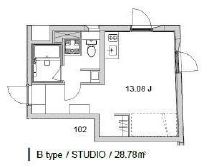 モデリアデイズ護国寺 102 間取り図