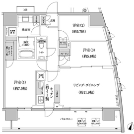 パークハビオ渋谷本町レジデンス 626 間取り図