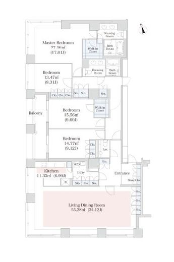 ラ・トゥール神楽坂 2203 間取り図