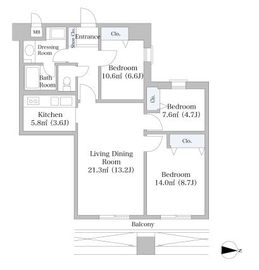 芝大門ハイツ 1405 間取り図