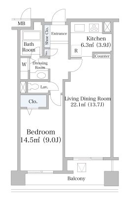 ヨコソーレインボータワーハイツ 1704 間取り図