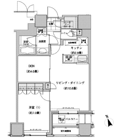 ウエストパークタワー池袋 1408 間取り図