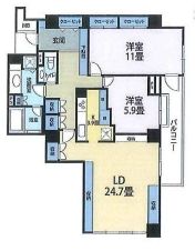 クリスタルコート鳥居坂 2階 間取り図