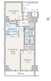 クレジデンス東銀座 1302 間取り図