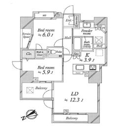 プラウド恵比寿ディアージュ 4階 間取り図