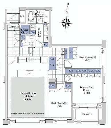 プライムメゾン御殿山 E203 間取り図