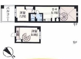 レジデンスシャルマン月島 443 間取り図