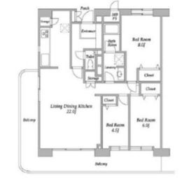 プラザ勝どき 1415 間取り図