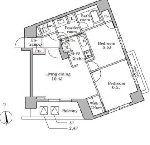 レジディア三軒茶屋 407 間取り図