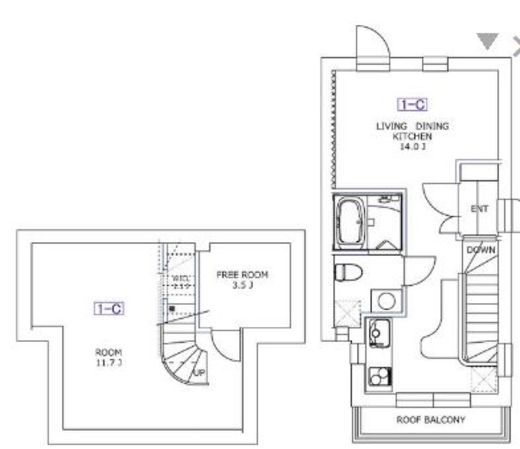 有栖川プレイス 1C 間取り図