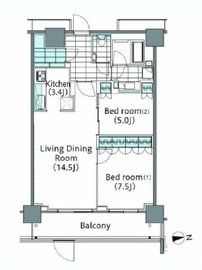 コンフォリア新宿イーストサイドタワー 1519 間取り図