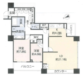 芝浦アイランド グローヴタワー 45階 間取り図