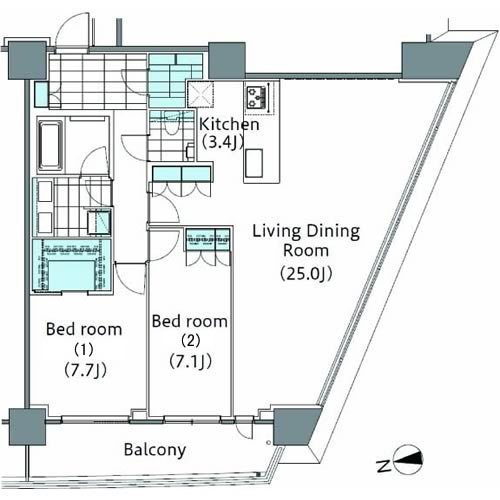 コンフォリア新宿イーストサイドタワー 213 間取り図