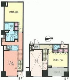 リブレ東新宿 1908 間取り図