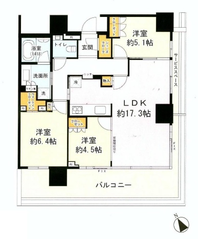 シエルズガーデンエールタワー 14階 間取り図