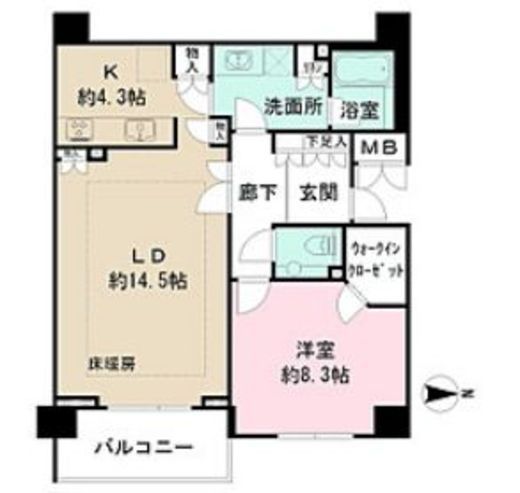 パークハウス四谷 4階 間取り図