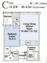 プラティーヌ新宿新都心 1503 間取り図