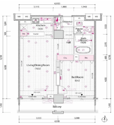 レグノ・セレーノ 15階 間取り図