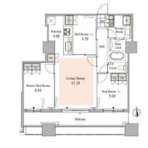 タワーコート北品川 1705 間取り図