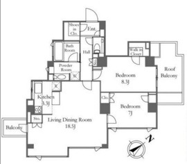 プラウド目黒洗足 8階 間取り図