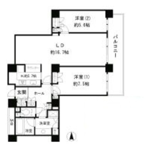 リバーポイントタワー 2602 間取り図