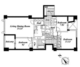 ザ・ハウス南麻布 3階 間取り図